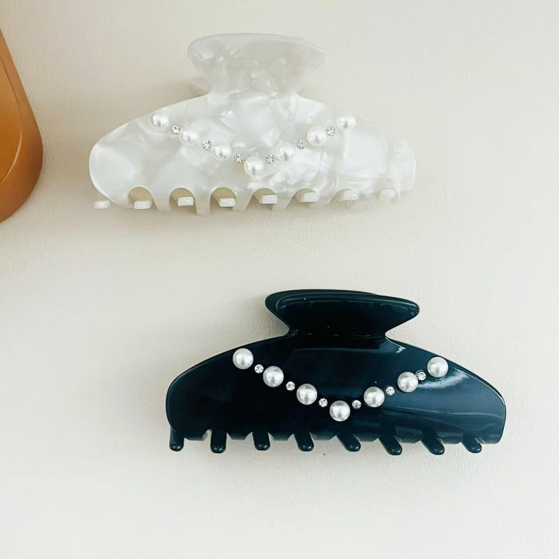 Thời Trang Mới Hàn Quốc Thân Thiện Với Môi Trường Tùy Chỉnh Logo Ngọc Trai Kim Cương Giả Acetate Vuốt Tóc Kẹp Cho Nữ Cô Gái Phụ Kiện Tóc