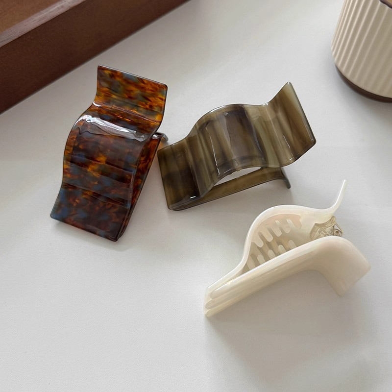 Phong Cách Hàn Quốc Thời Trang Retro Tùy Chỉnh Logo Vịt Vuông Acetate Sóng Lớn Vuốt Tóc Kẹp Cho Nữ Bé Gái Phụ Kiện