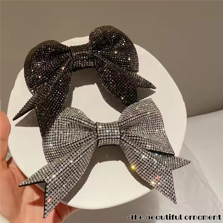 Ghim tóc sang trọng Crystal rhinestone bowknot kim loại kẹp tóc cho phụ nữ cho món quà lễ hội