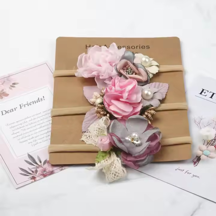 Trẻ em nylon cho trẻ mới biết đi băng teband hoa nhân tạo trẻ sơ sinh